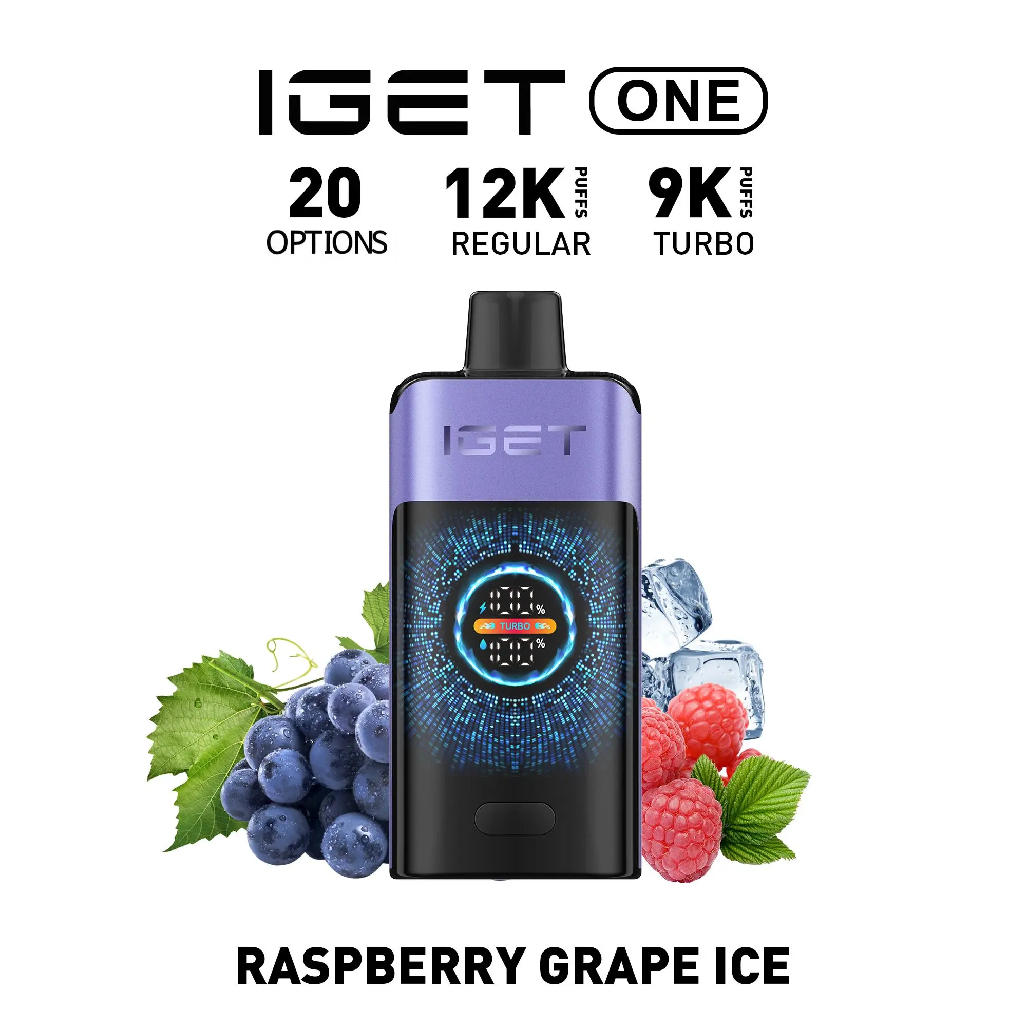 IGET ONE Vape 12000 PUFFS RASPBERRY GRAPE ICE